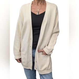 Vintage Nordstrom Town Square Lambswool Angora Cardigan Sweater Beige S